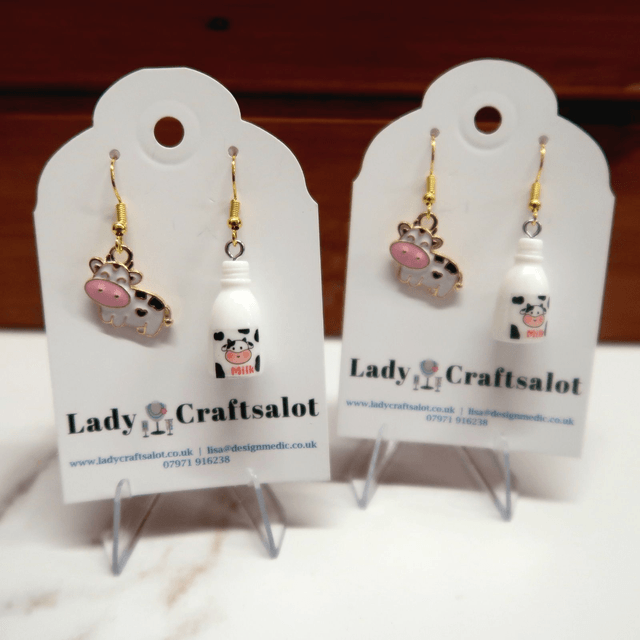 Cow & Milk Bottle Earrings