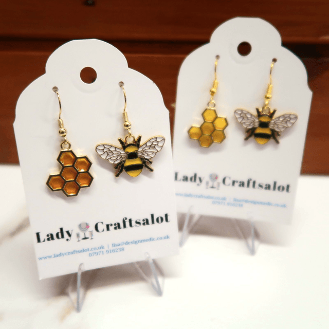 Honeycomb & Bee Earrings