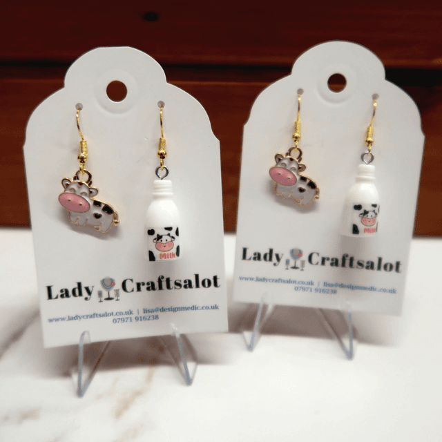 Cow &amp; Milk Bottle Earrings